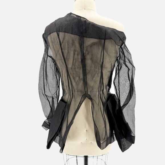 A.W.A.K.E. MODE Off-The-Shoulder Sheer Blouse Top Black - Picture 4 of 11